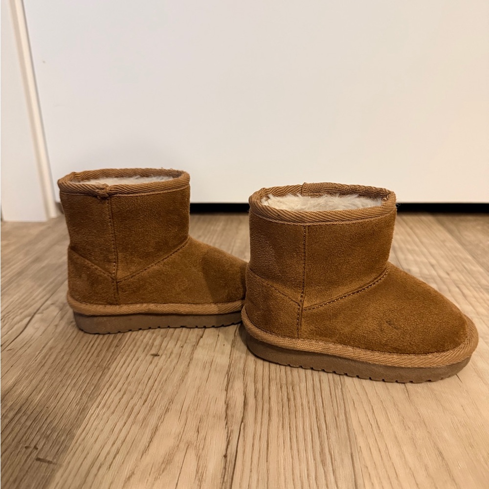 Toddler Chestnut Suede Shearling-Lined Ankle Winter Boots -